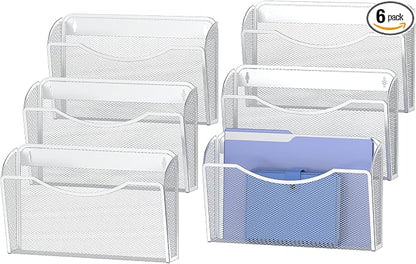 MINDEPOT Wall File Organizer, Hanging Wall File Holder, 6 Pack, Metal Mesh Wall by MINDEPOT