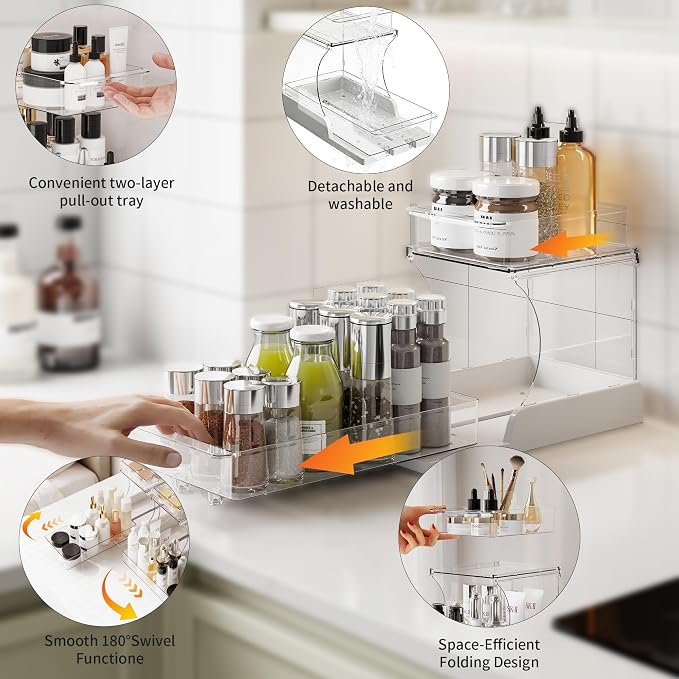 Attelite Makeup Organizer 2-Tier Makeup Storage Cosmetics Organizer - Image 4