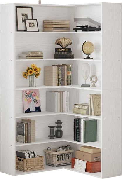 ANCTOR Corner Bookshelf, 6 Tiers Corner Bookcases - Image 3