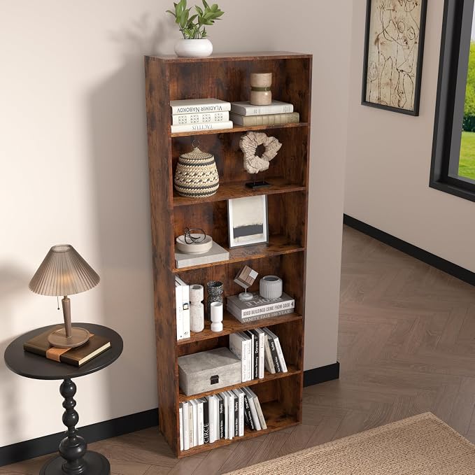 6 Tier Book Shelf，Wooden 6 Cube Storage Organizer, Low Bookcase Storage Display - Image 7