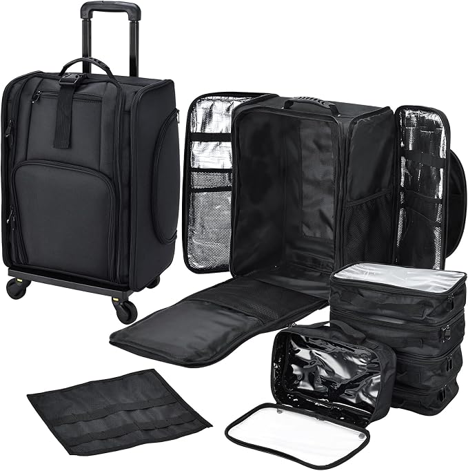 Stagiant Rolling Makeup Case Professional Travel Makeup Organizer Make up by Stagiant