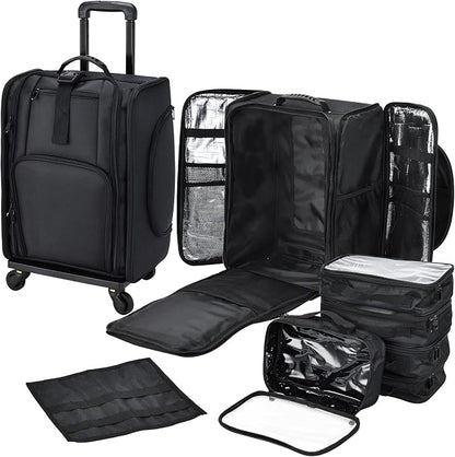 Stagiant Rolling Makeup Case Professional Travel Makeup Organizer Make up by Stagiant