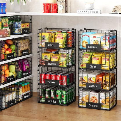JKsmart 4 Pack XL Stackable Wire Baskets, Pantry Organizers and Storage | - Image 4
