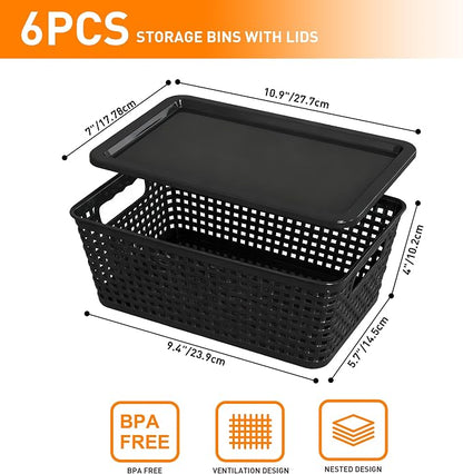 Plastic Storage Baskets With Lid, Storage Bins - Image 2