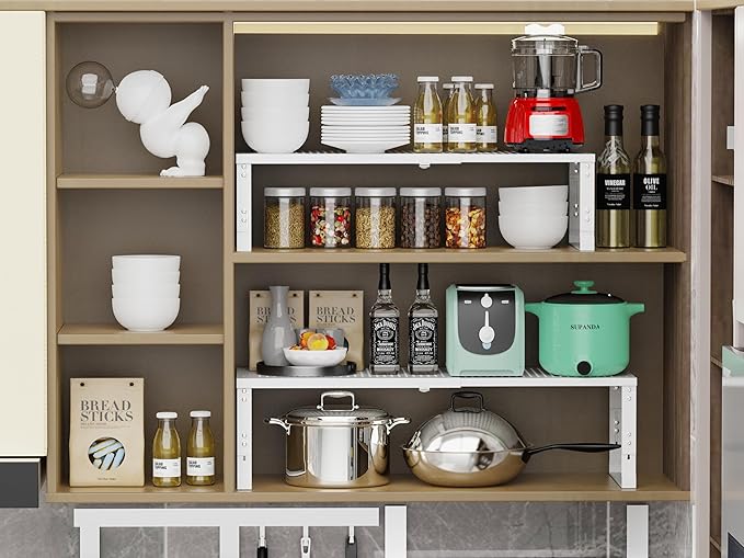 Adjustable Expanable Stackable Spice Rack Shelf Pantry Storage Organizer - Image 6