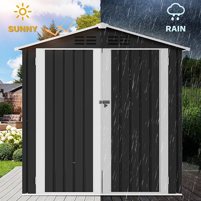 DWVO 6x4ft Metal Outdoor Storage Shed - Image 4