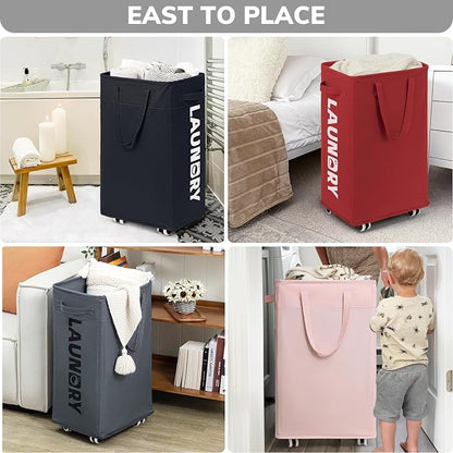 Goodpick Laundry Basket with Wheels, 75L Large Roolling Laundry Basket with - Image 8