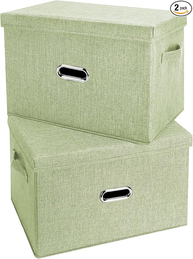 Large Linen Fabric Foldable Storage Bins by Unknown