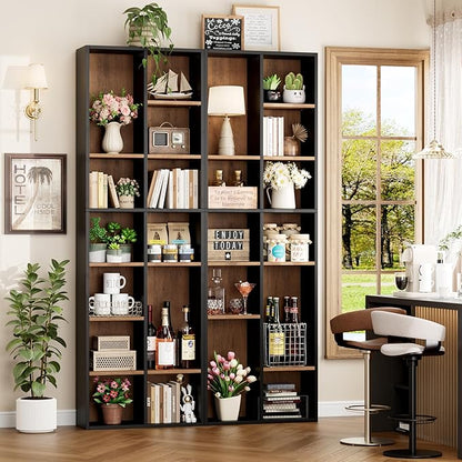 FOTOSOK Bookshelf Bookcase 7-Tier Narrow Bookshelf Tall CD Media Tower Rack | - Image 5