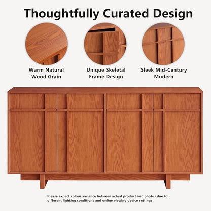 Sideboard Buffet Cabinet with Storage, Mid Century Modern Accent Cabinet with - Image 3