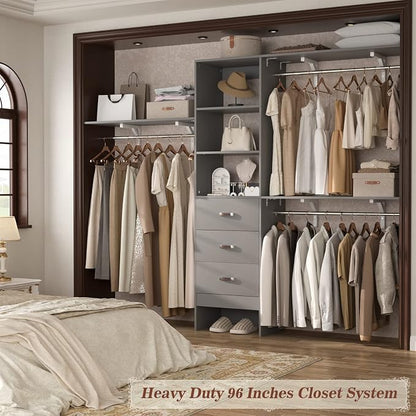 iSunirm 8FT Closet System, Wall Mount Bedroom Wardrobe - Image 9