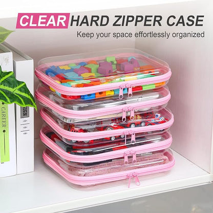 Sanwuta 6 Pcs Clear Hard Zipper Case Hard Plastic Zipper Pouches Transparent - Image 5
