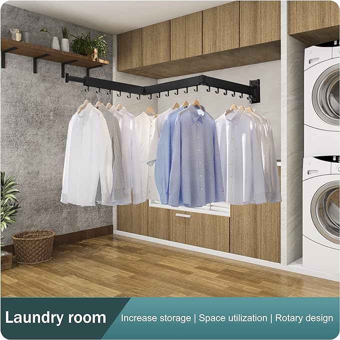 BOQORAD Drying Rack Clothing, Clothes Drying Rack Wall Mounted, Collapsible - Image 4