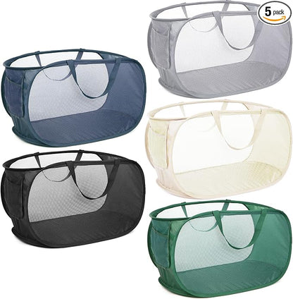 5 Pcs Durable Collapsible Laundry Baskets, Foldable Laundry Basket Large Opening by Bemkoo