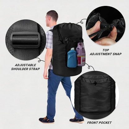 Laundry Bag with Shoulder Straps and Mesh Pocket Laundry Backpack Large - Image 3