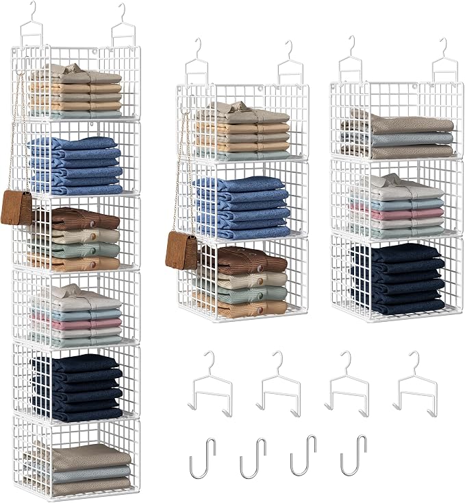 6 Tier Closet Hanging Organizer, Metal Closet Organizers and Storage by Orapoke