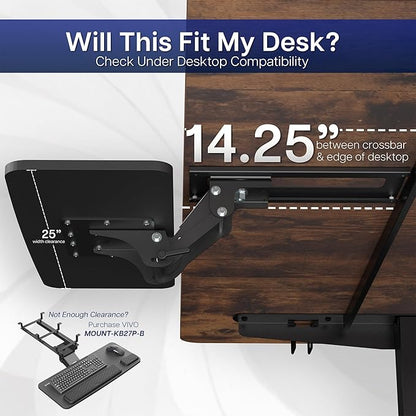 VIVO Adjustable Computer Keyboard & Mouse Platform Tray Ergonomic Under Table - Image 4