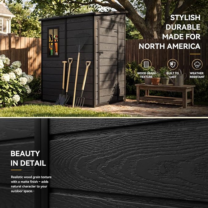DWVO 5x4 FT Resin Outdoor Storage Shed - Image 5