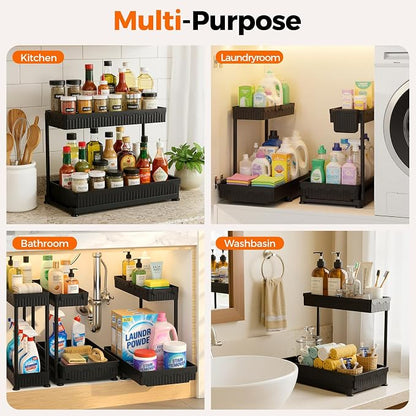 Sevenblue 3 Pack Multi-Purpose Pull-Out Storage Organizers, 2-Tier L-Shaped - Image 9