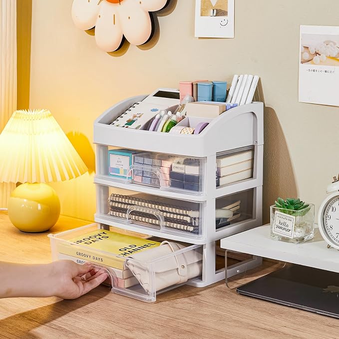 Desk Organizer with Drawers, 3 Drawers Storage Organizer, Desktop Storage - Image 2