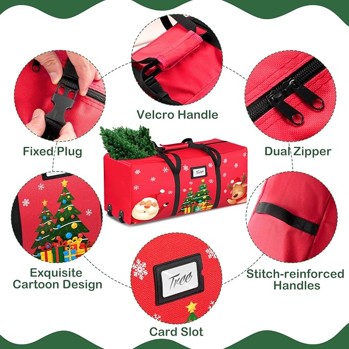 Christmas Tree Storage Bag, Fits Up to 9Ft Xmas Disassembled Tree, Heavy Duty - Image 4