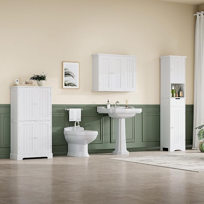 ChooChoo Laundry Cabinet with 3 Doors and Adjustable Shelves | 9.06"D x 31.1"W - Image 7
