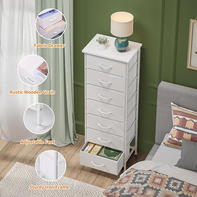 Fixwal Tall Narrow White Dresser - Image 3