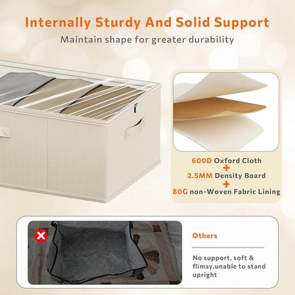 2 Pack Under Bed Storage Containers, 10 Inch Tall Underbed Clothes Storage - Image 4