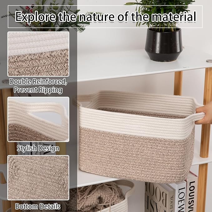 OIAHOMY 3 Pack Storage Baskets for Organizing, Woven Basket - Image 4