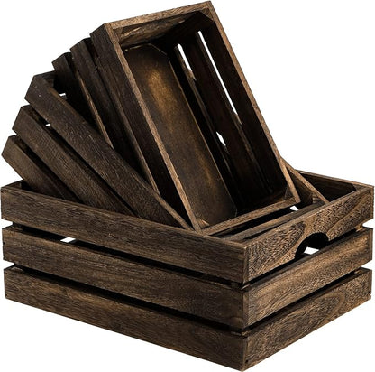 ZOOFOX Set of 3 Nesting Wooden Crates, Rustic Wood Basket by zoofox