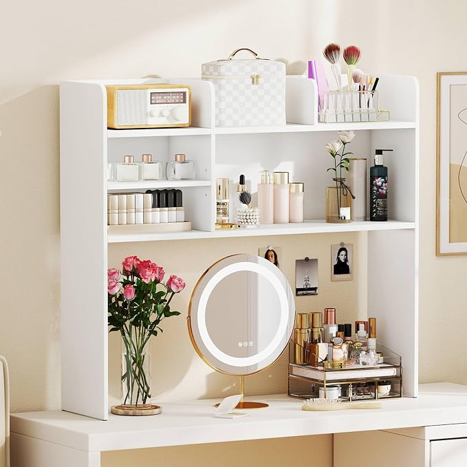 Tangkula Desktop Bookshelf for Computer Up to 32”, 37” Countertop Storage Hutch - Image 4