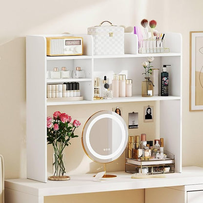 Tangkula Desktop Bookshelf for Computer Up to 32”, 37” Countertop Storage Hutch - Image 4