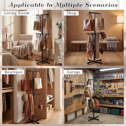 BreezeHug 44.5-46 Inch Adjustable Height Shopping Bag Rack Heavy Duty T-Shaped - Image 6