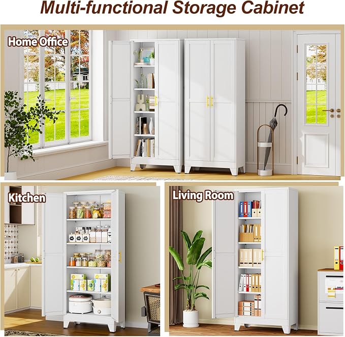 71" White Metal Storage Cabinet - Image 8