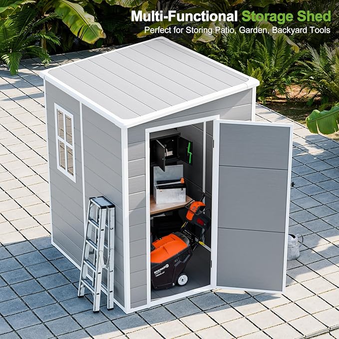 WACASA 4x5 FT Lean-to Resin Storage Shed - Image 3