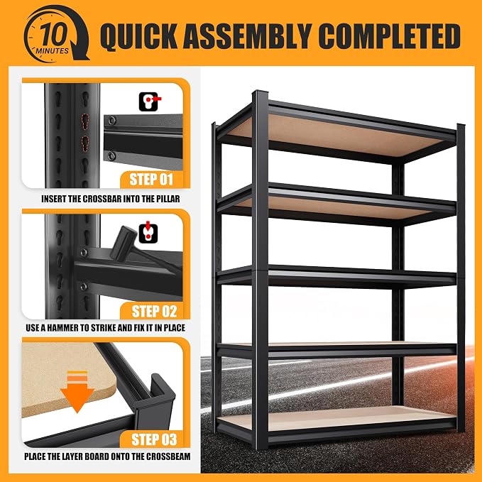 71.2" H Garage Shelving Heavy Duty Storage Shelves, Metal Adjustable Shelving - Image 6