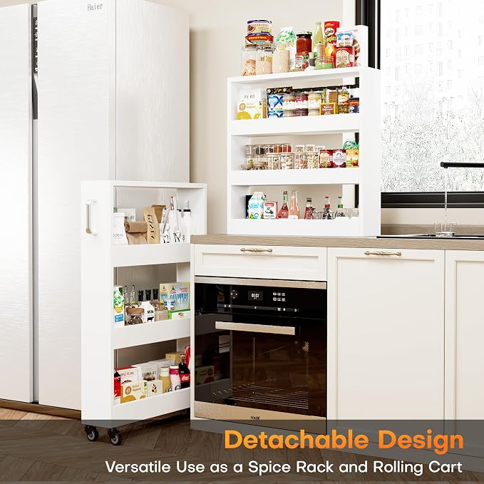 Slim Storage Cart, Lightweight 6 Tier Metal Rolling Utility Kitchen Cart on - Image 3