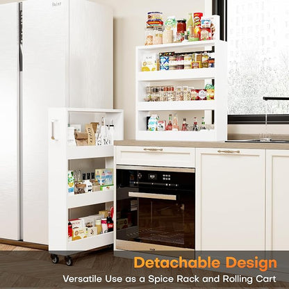 Slim Storage Cart, Lightweight 6 Tier Metal Rolling Utility Kitchen Cart on - Image 3