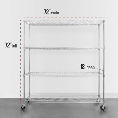 SafeRacks NSF 4-Tier Heavy Duty Steel Wire Rack w/Wheels - Image 3