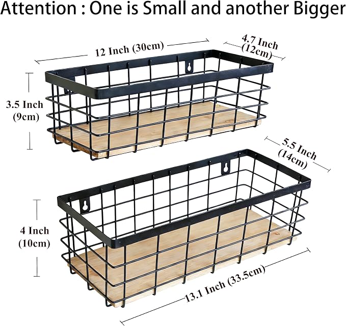 Metal Wire Basket for Kitchen Cabinet Pantry Bathroom Set of 2 | Detachable - Image 2