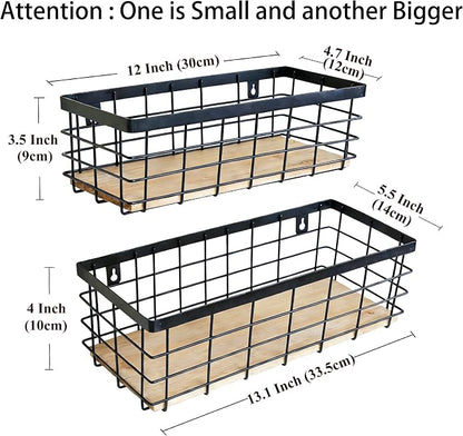 Metal Wire Basket for Kitchen Cabinet Pantry Bathroom Set of 2 | Detachable - Image 2