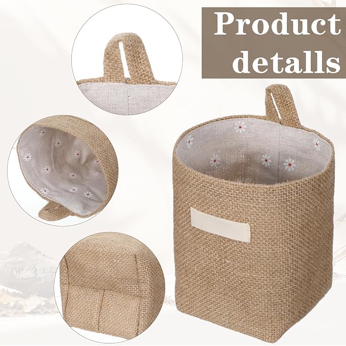 9 Pcs Mini Wall Hanging Storage Bags, Cotton Linen Mini Wall Hanging Storage - Image 4