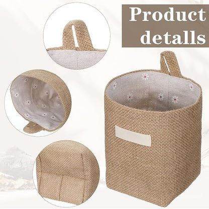 9 Pcs Mini Wall Hanging Storage Bags, Cotton Linen Mini Wall Hanging Storage - Image 4