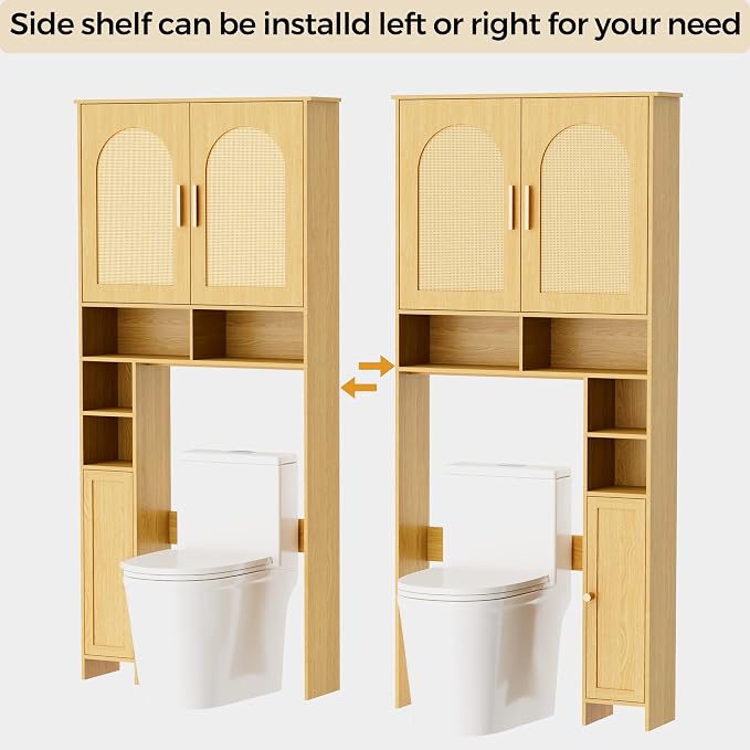 Homhedy Wooden Over The Toilet Storage Cabinet, Natural | Bathroom Organizer - Image 6
