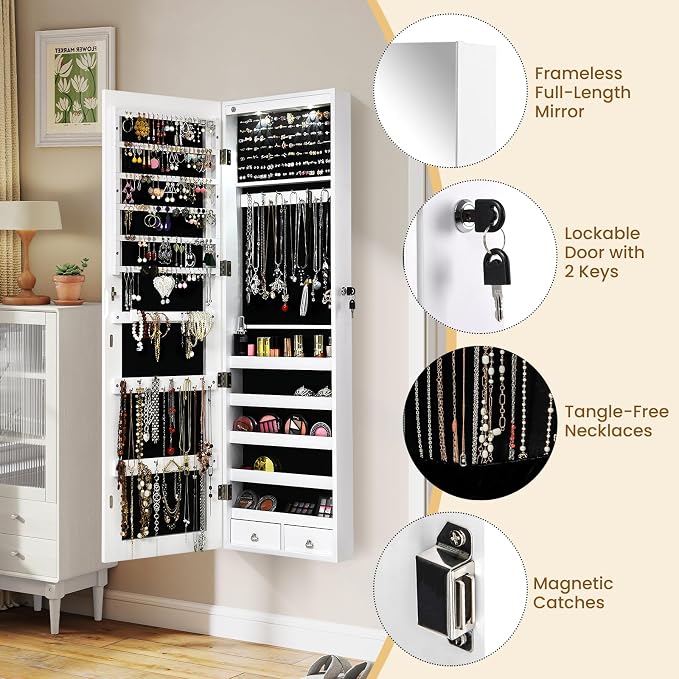 Giantex Wall Door Mounted Jewelry Armoire Cabinet - Image 6
