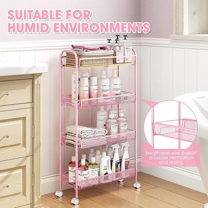 TOOLF 4-Tier Slim Rolling Cart, Metal Storage Cart - Image 5