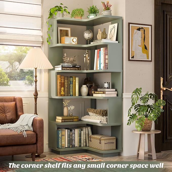 Armocity Corner Book Shelf, 6-Shelf L Shaped Corner Bookshelf - Image 2