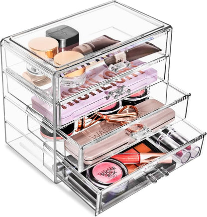 Sorbus Acrylic Makeup Organizer Set, 4-Drawer Vanity & Countertop Cosmetic - Image 8