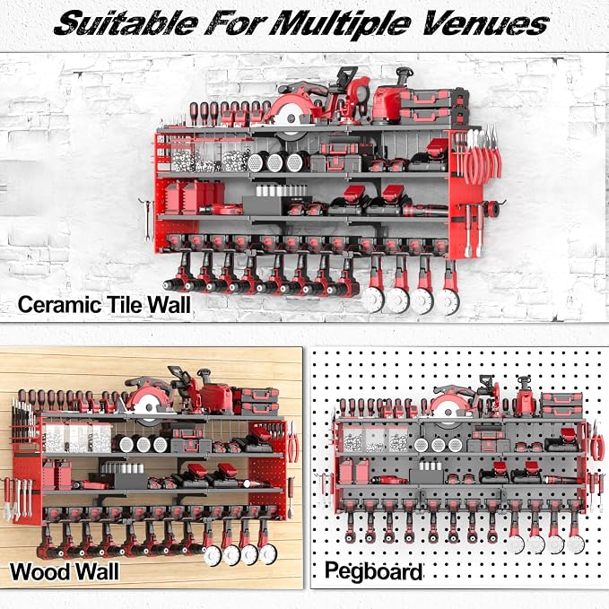 Power Tool Organizer Wall Mount, Cordless Drill Hanger Storage Rack 8 Drill - Image 7