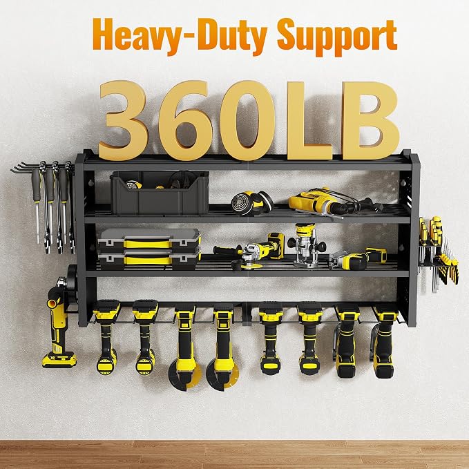 Tomorotec 4-Layer Wall-Mounted Power Tool Storage Rack, Heavy-Duty Steel Drill - Image 5